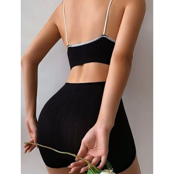 LUXE Sexy Seamless Loungewear Set - BLACK - Picture 2 of 8